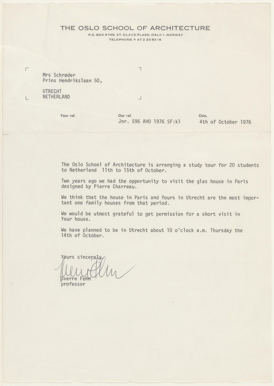 Brief van S. Fehn aan T. Schröder