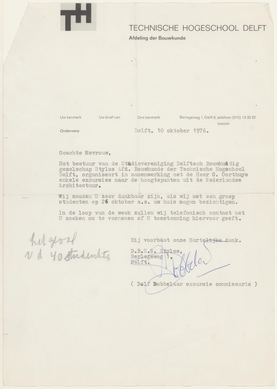Brief van D. Dobbelaar aan T. Schröder