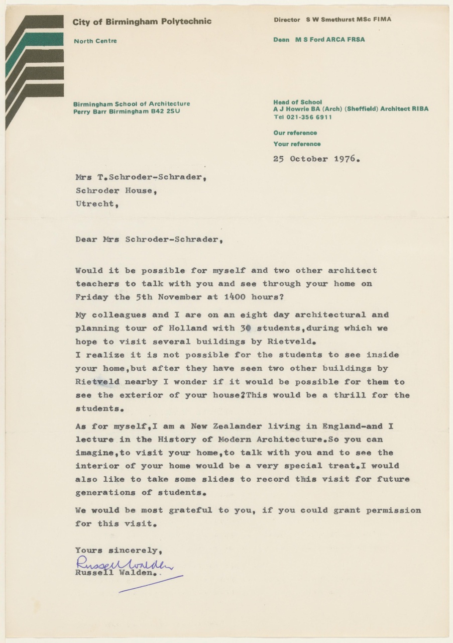Brief van R. Walden aan T. Schröder