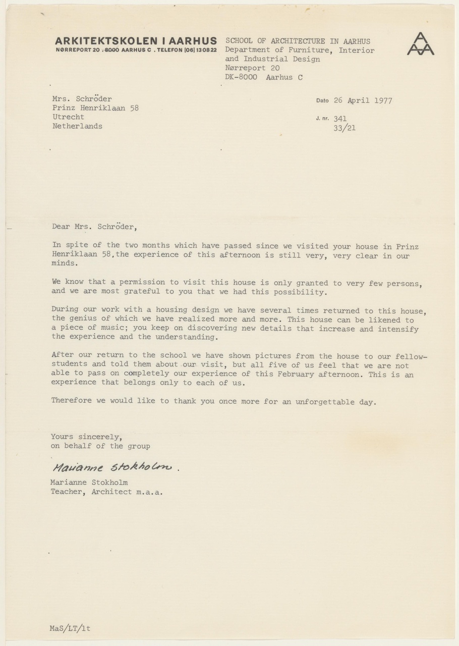 Brief van M. Stokholm aan T. Schröder