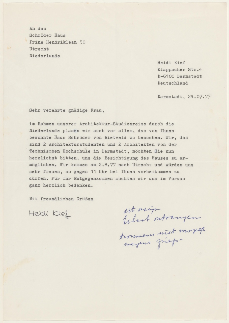 Brief van H. Kief aan T. Schröder