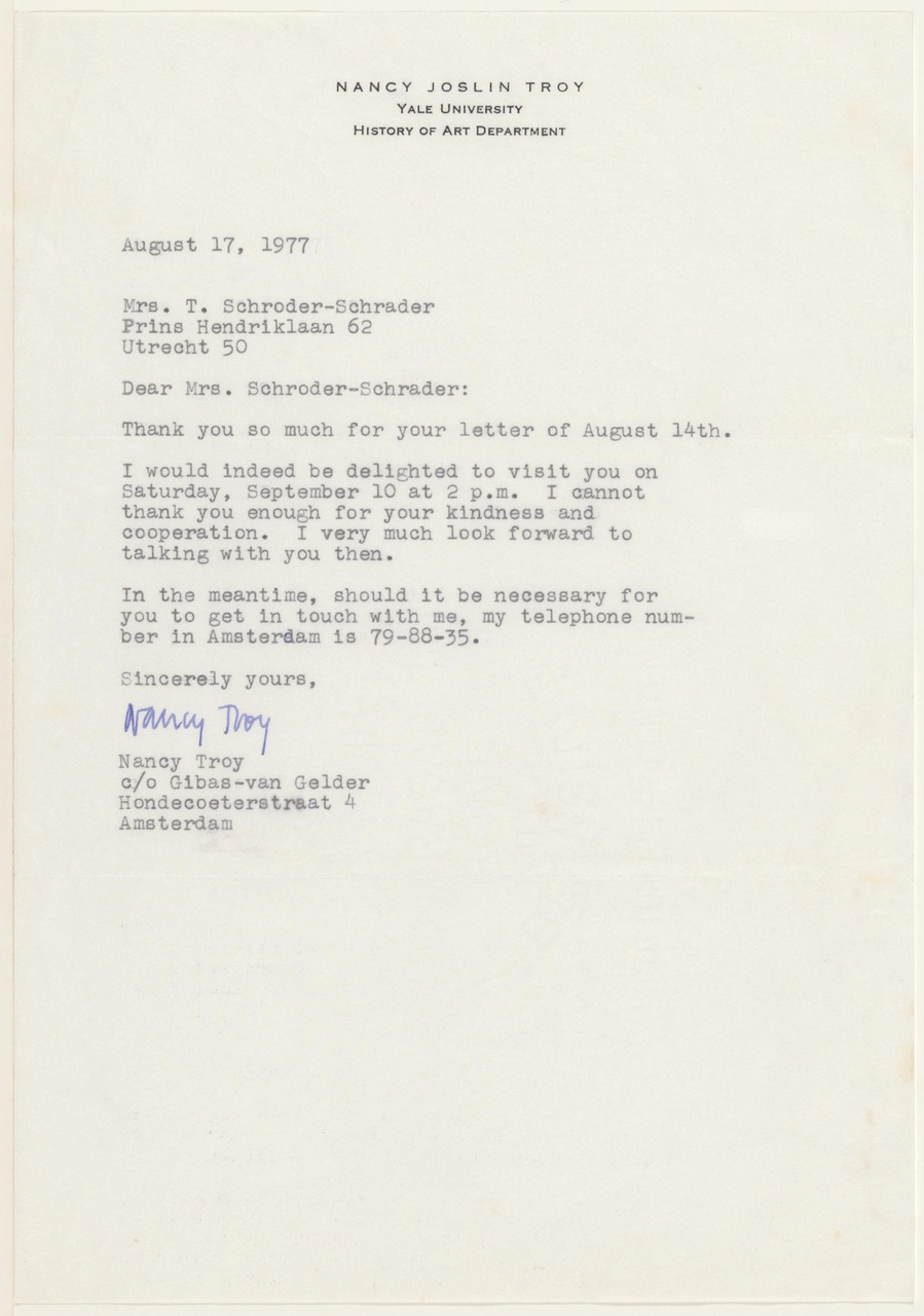 Brief van N.J. Troy aan T. Schröder