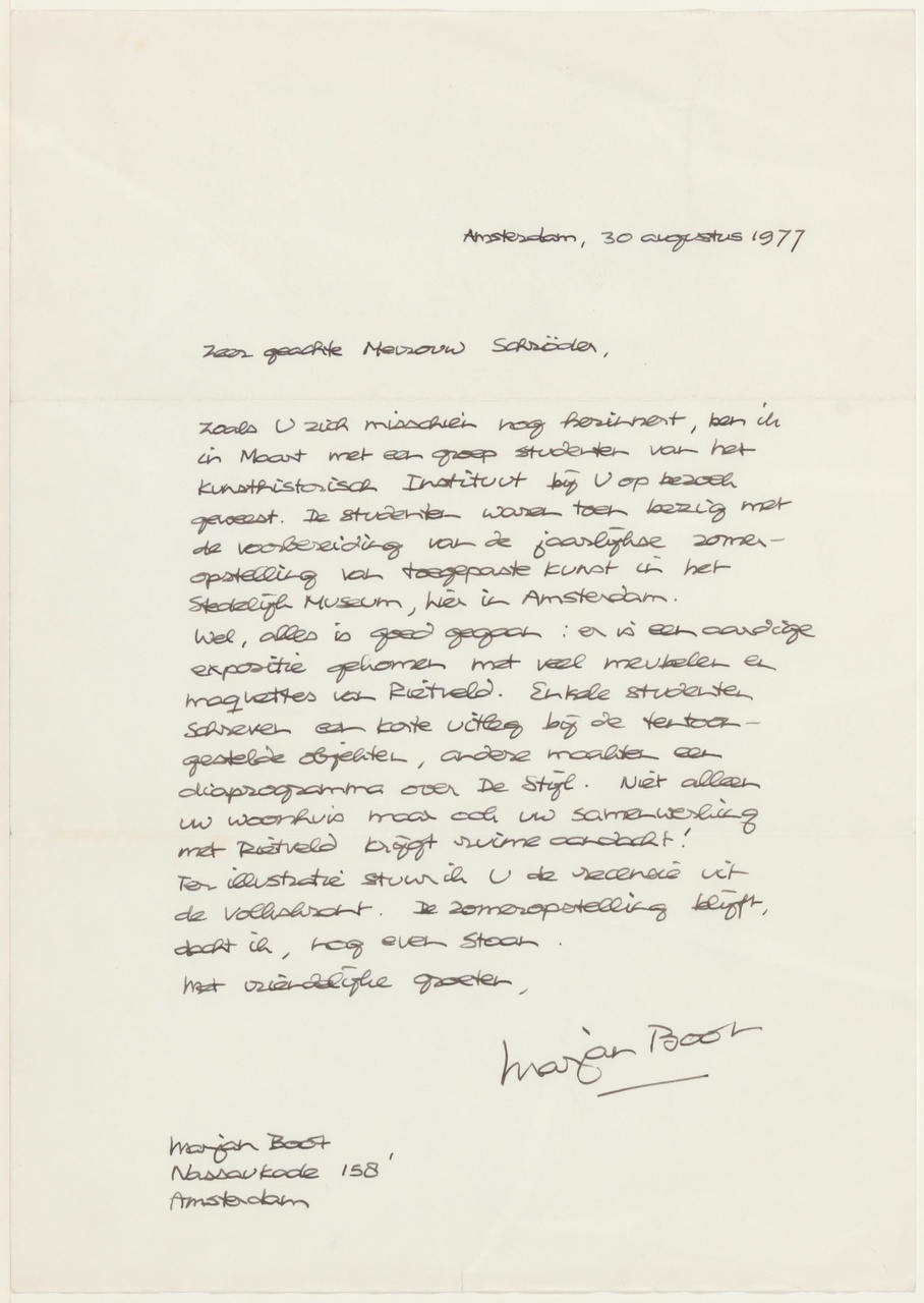 Brief van M. Boot aan T. Schröder