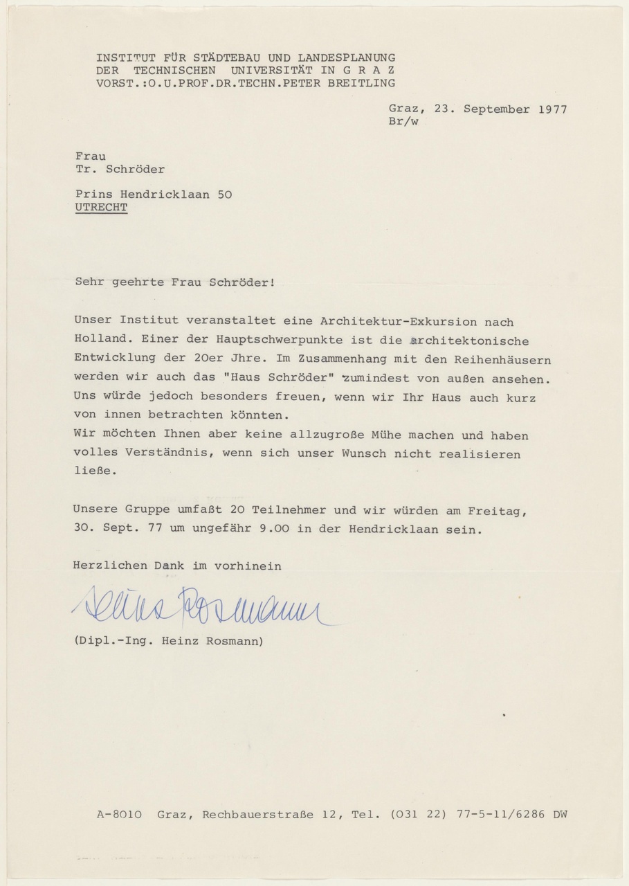 Brief van H. Rosmann aan T. Schröder