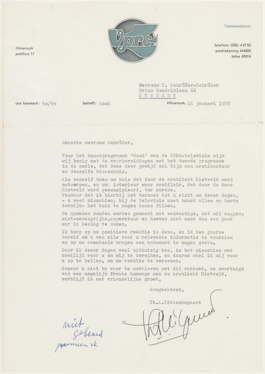 Brief van Th.A. Uittenboogaard aan T. Schröder