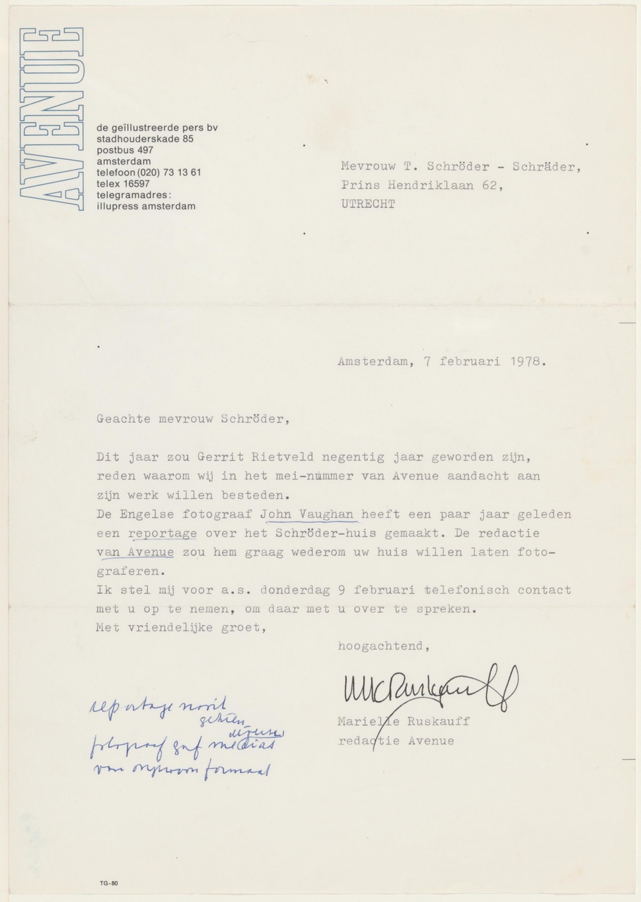 Brief van M. Ruskauff (Avenue) aan T. Schröder