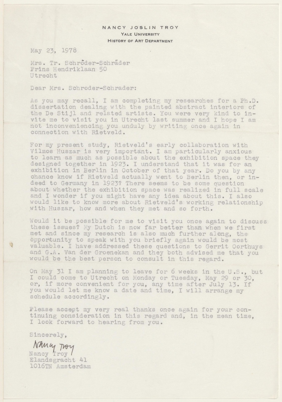Brief van N.J. Troy aan T. Schröder