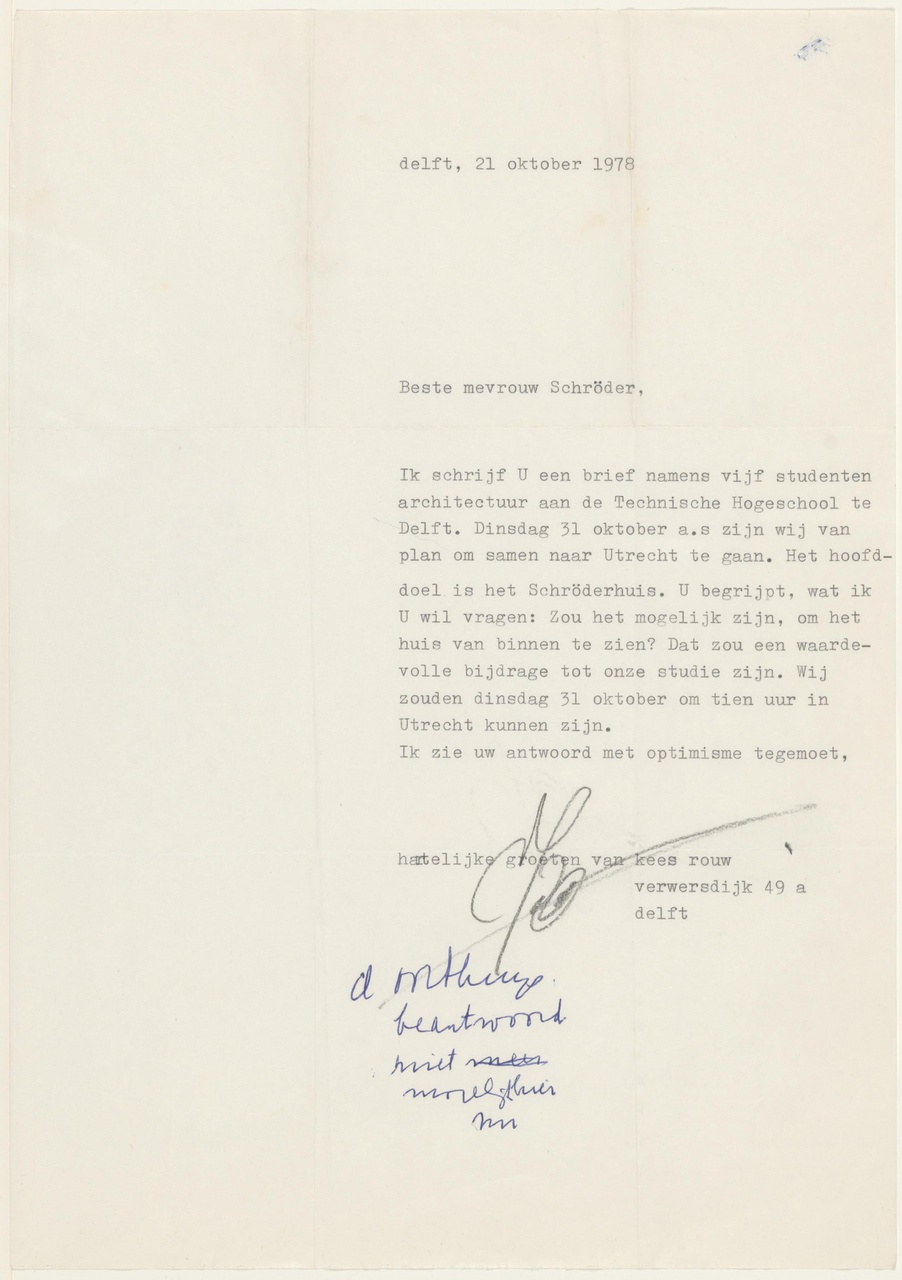 Brief van K. Rouw aan T. Schröder