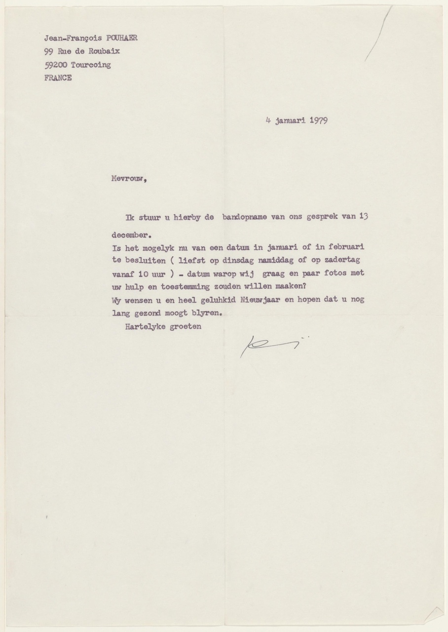 Brief van J.-F. Pouhaer aan T. Schröder