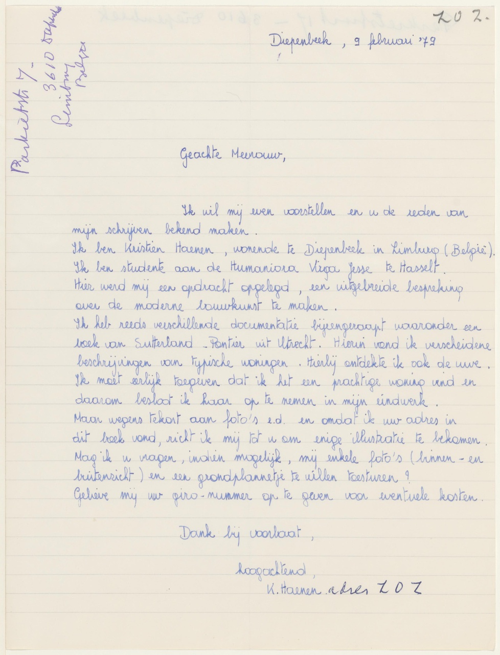 Brief van K. Haenen aan T. Schröder