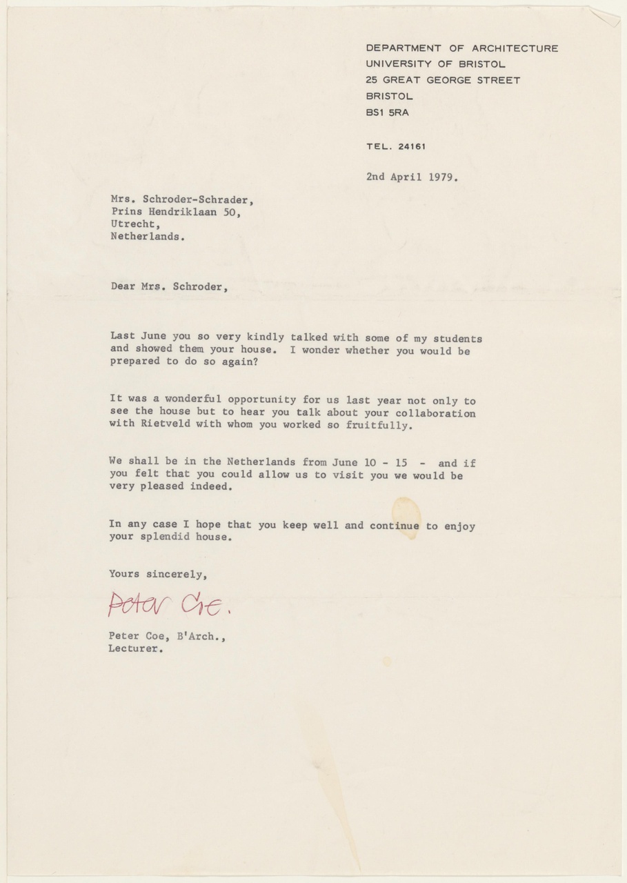 Brief van P. Coe aan T. Schröder