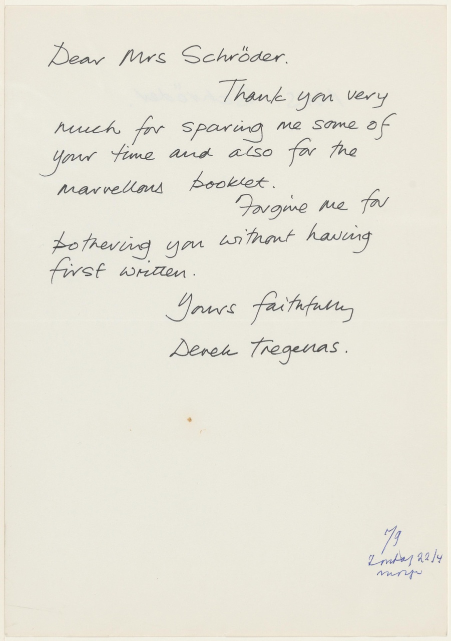 Brief van D. Treganas aan T. Schröder