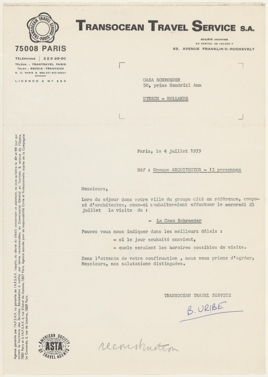 Brief van B. Uribe aan T. Schröder