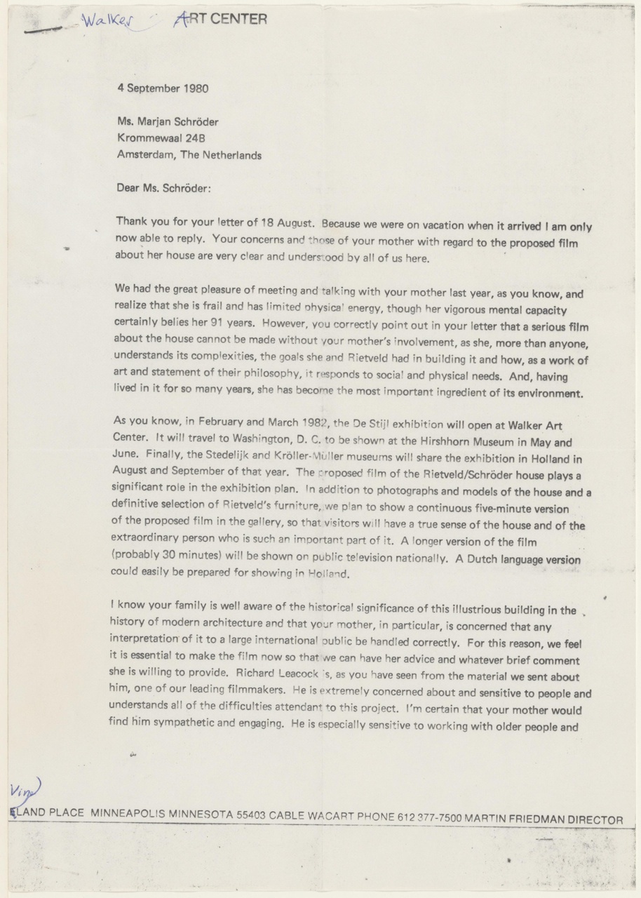 Brief van M.S. Friedman aan M. Schröder
