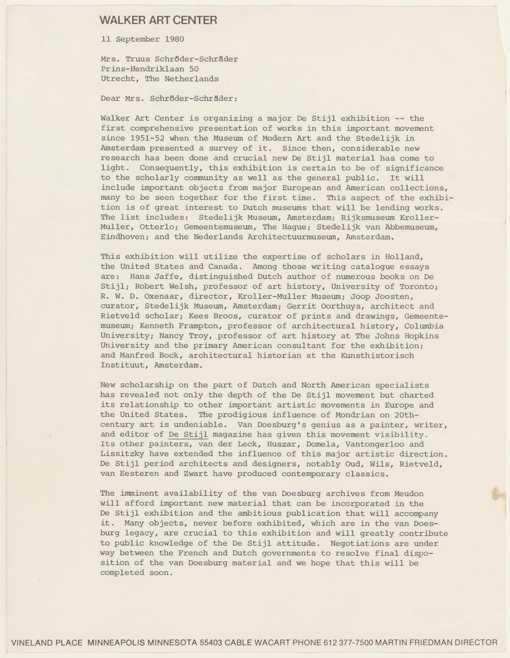 Brief van M. Friedman aan T. Schröder