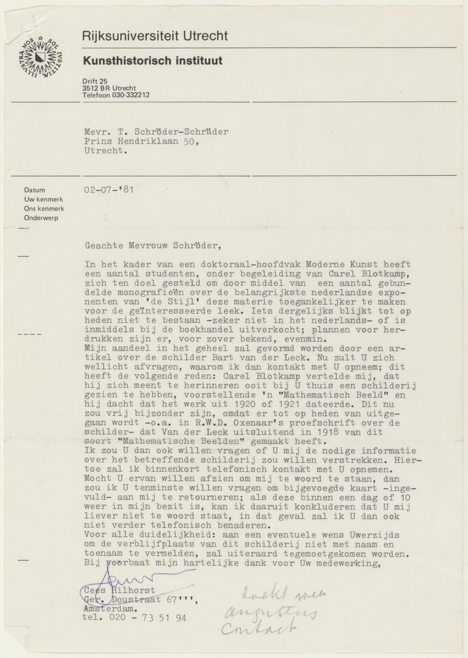 Brief van C. Hilhorst aan T. Schröder
