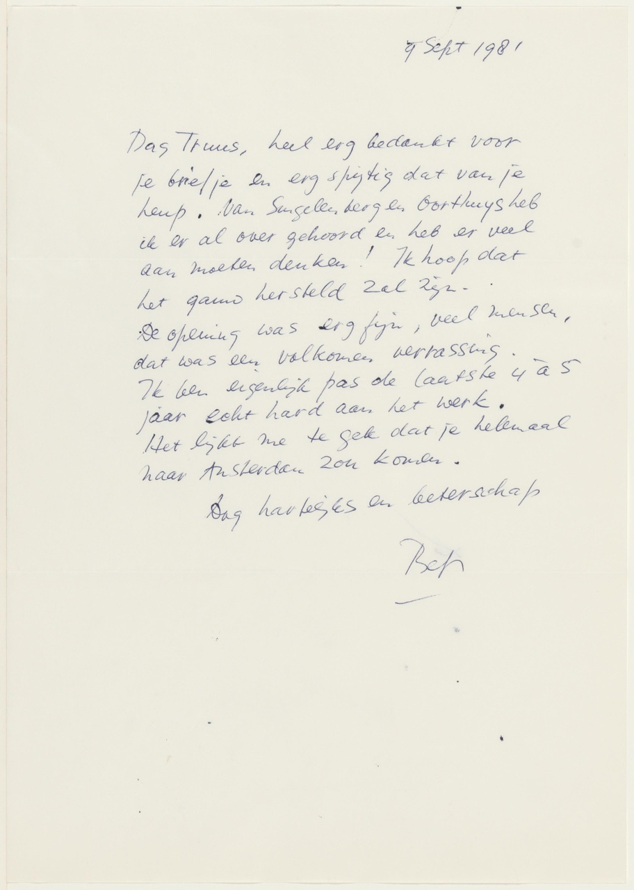 Brief van Bep aan T. Schröder