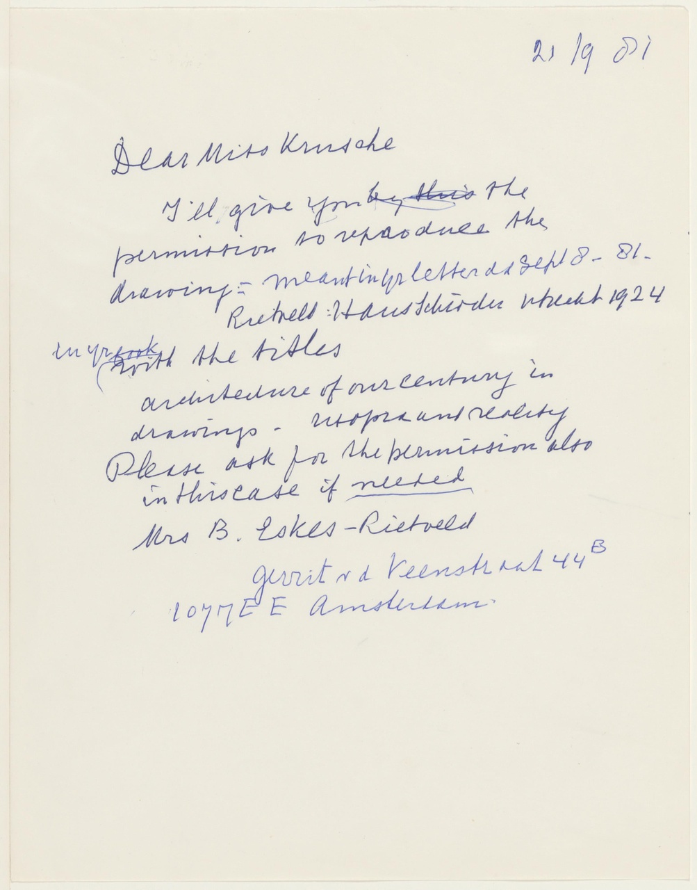 Brief van T. Schröder aan K. Krusche