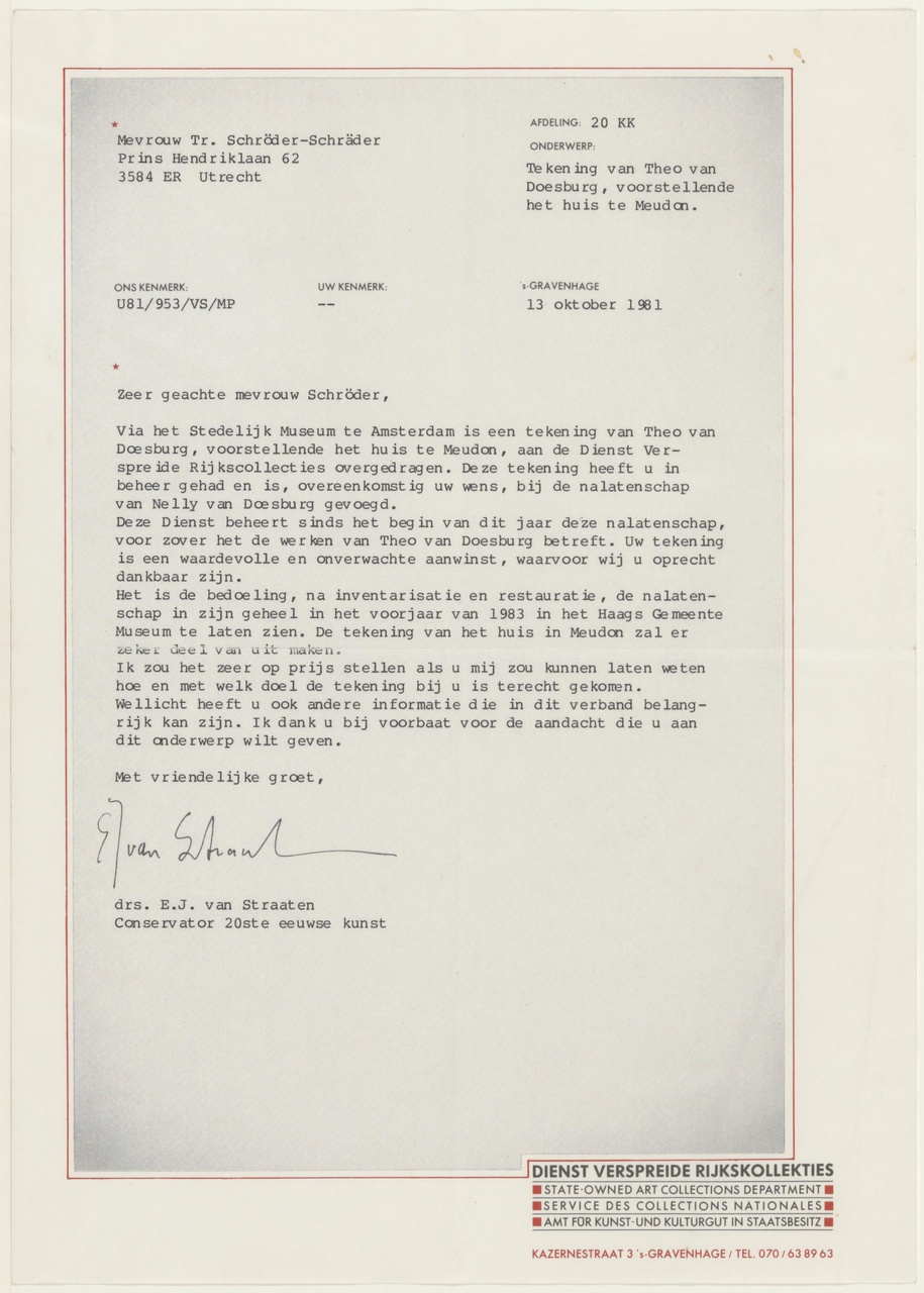 Brief van E.J. van Straaten aan T. Schröder