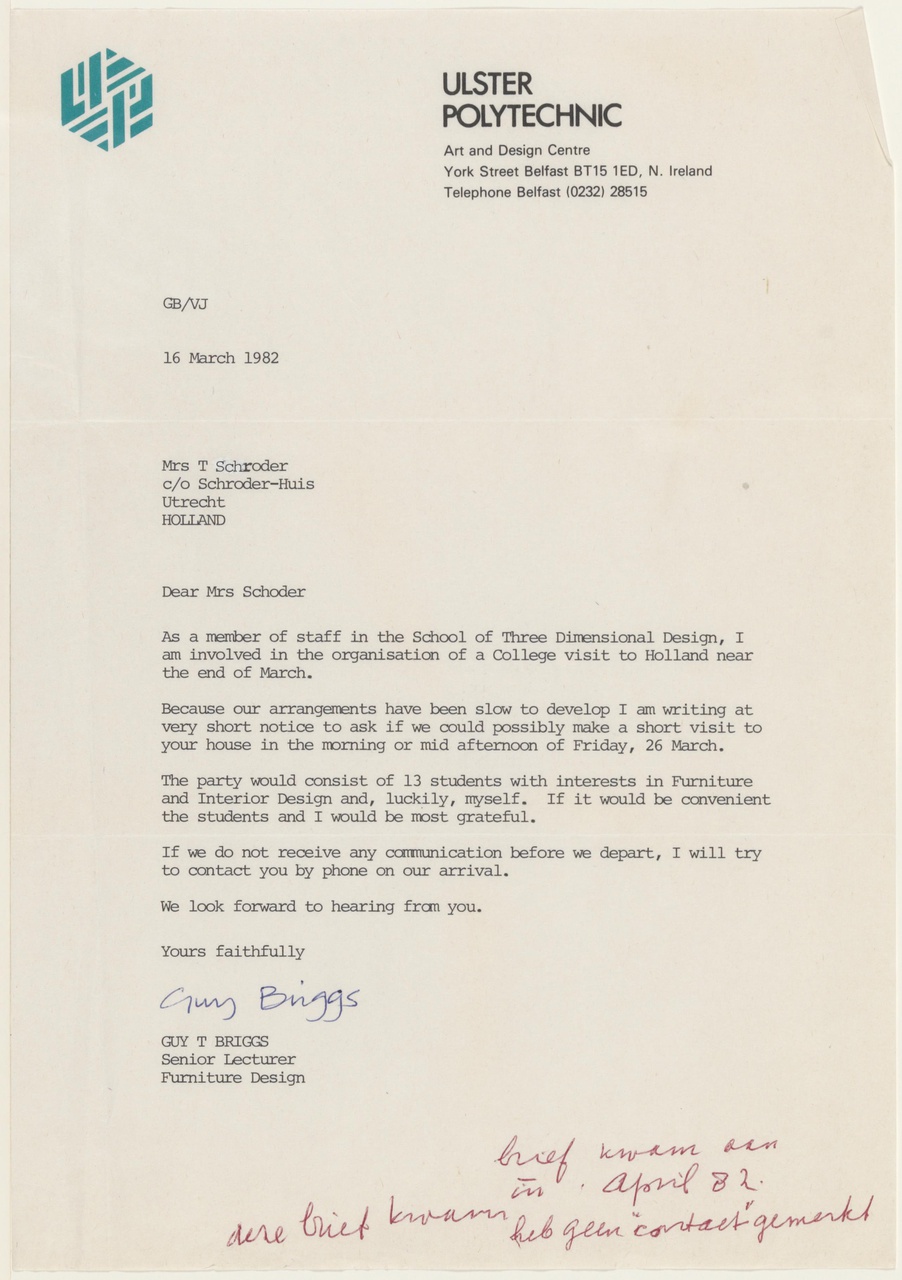 Brief van G.T. Briggs aan T. Schröder