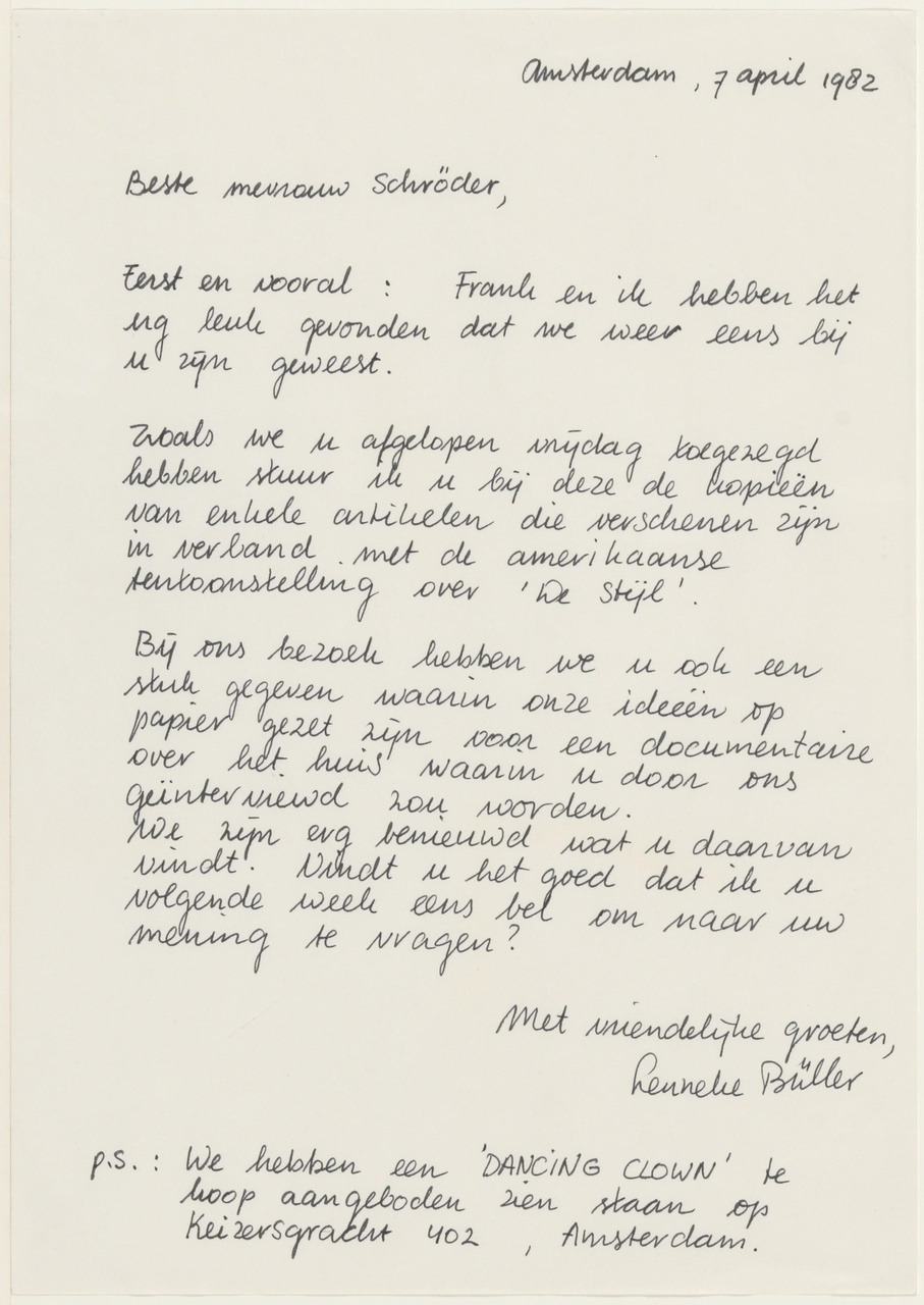Brief van L. Büller aan T. Schröder