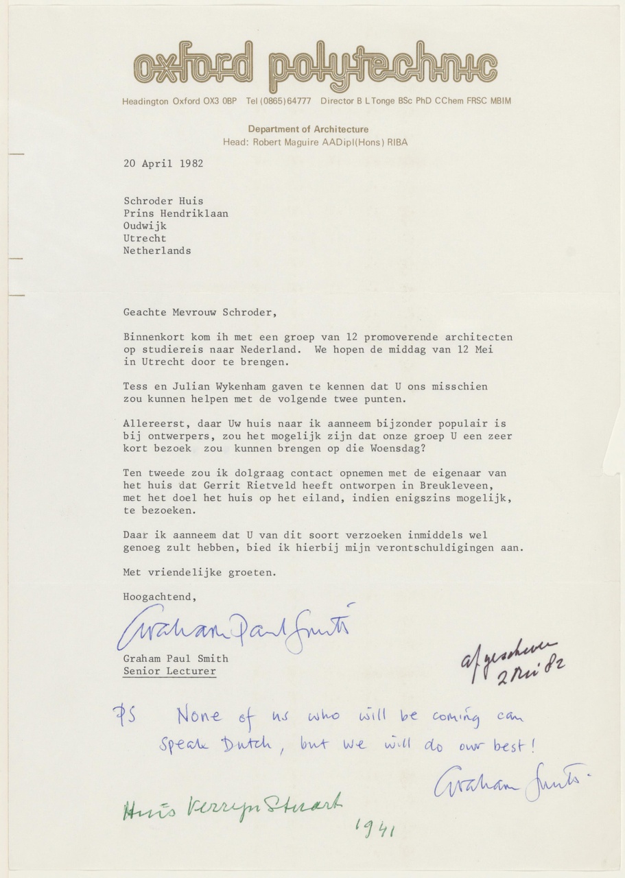 Brief van G.P. Smith aan T. Schröder