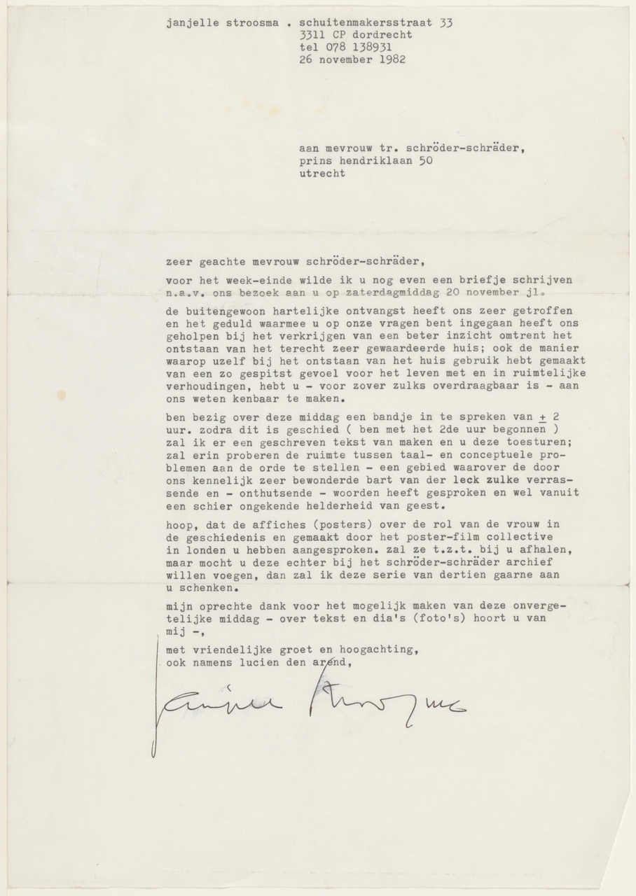 Brief van J. Stroosma aan T. Schröder