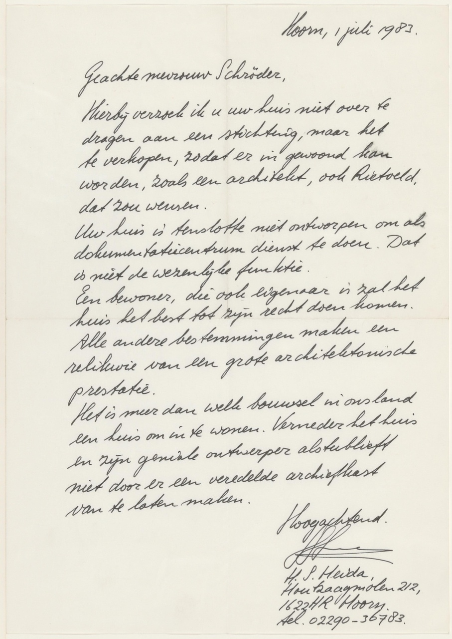 Brief van H.S. Heida aan T. Schröder