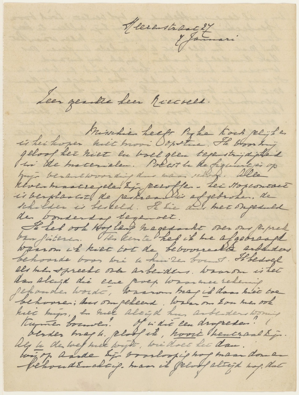 Brief van J.L. van Dam van Zee aan G. Rietveld