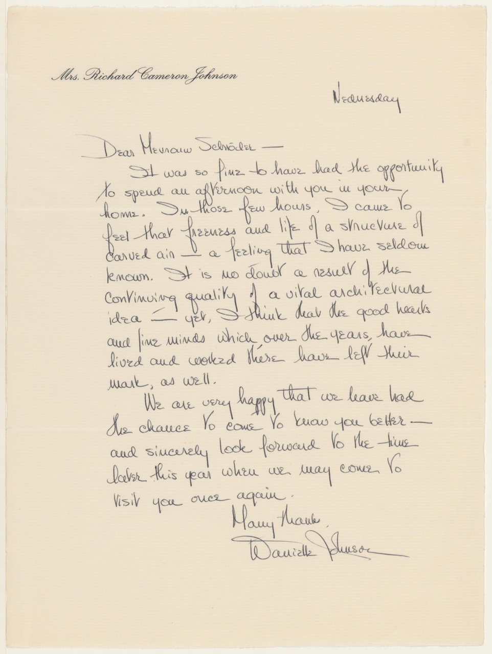 Brief van D. Johnson aan T. Schröder