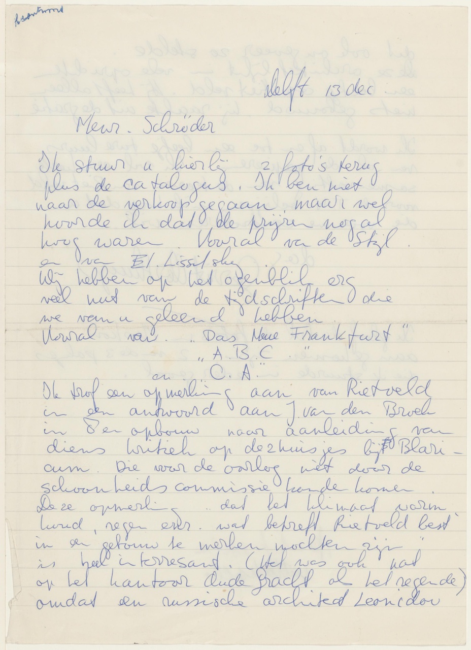 Brief van G. Oorthuys aan T. Schröder