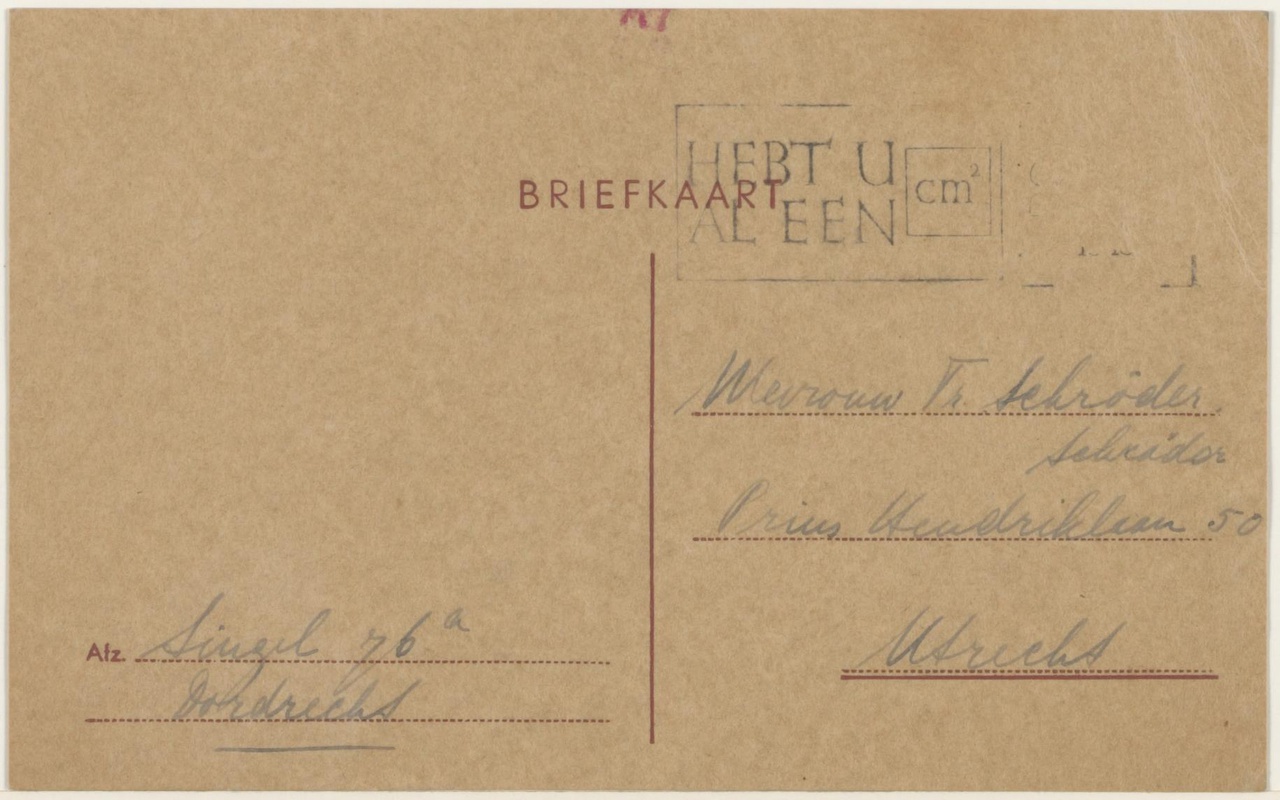 Briefkaart van M. Redelé aan T. Schröder