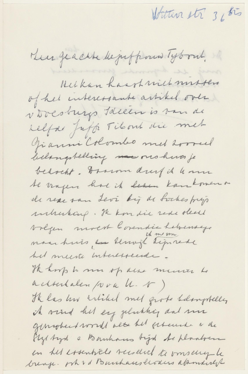 Brief van T. Schröder aan T. Tybout