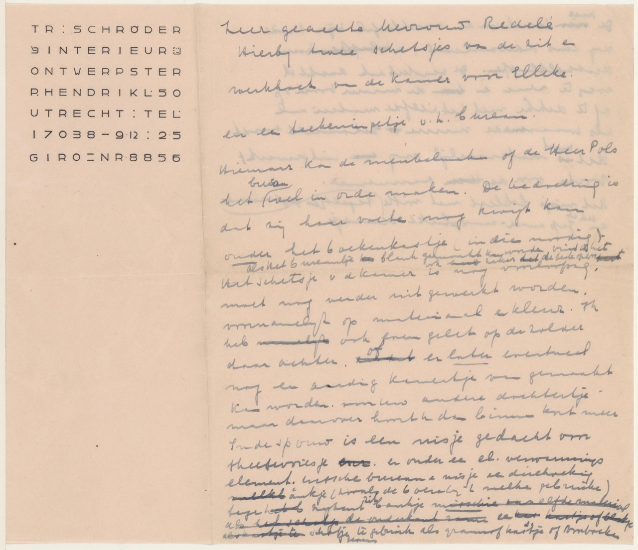 Brief van T. Schröder aan M. Redelé
