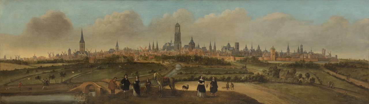 1/1 - Schilderij van Droochsloot: gezicht van Utrecht in de Middeleeuwen