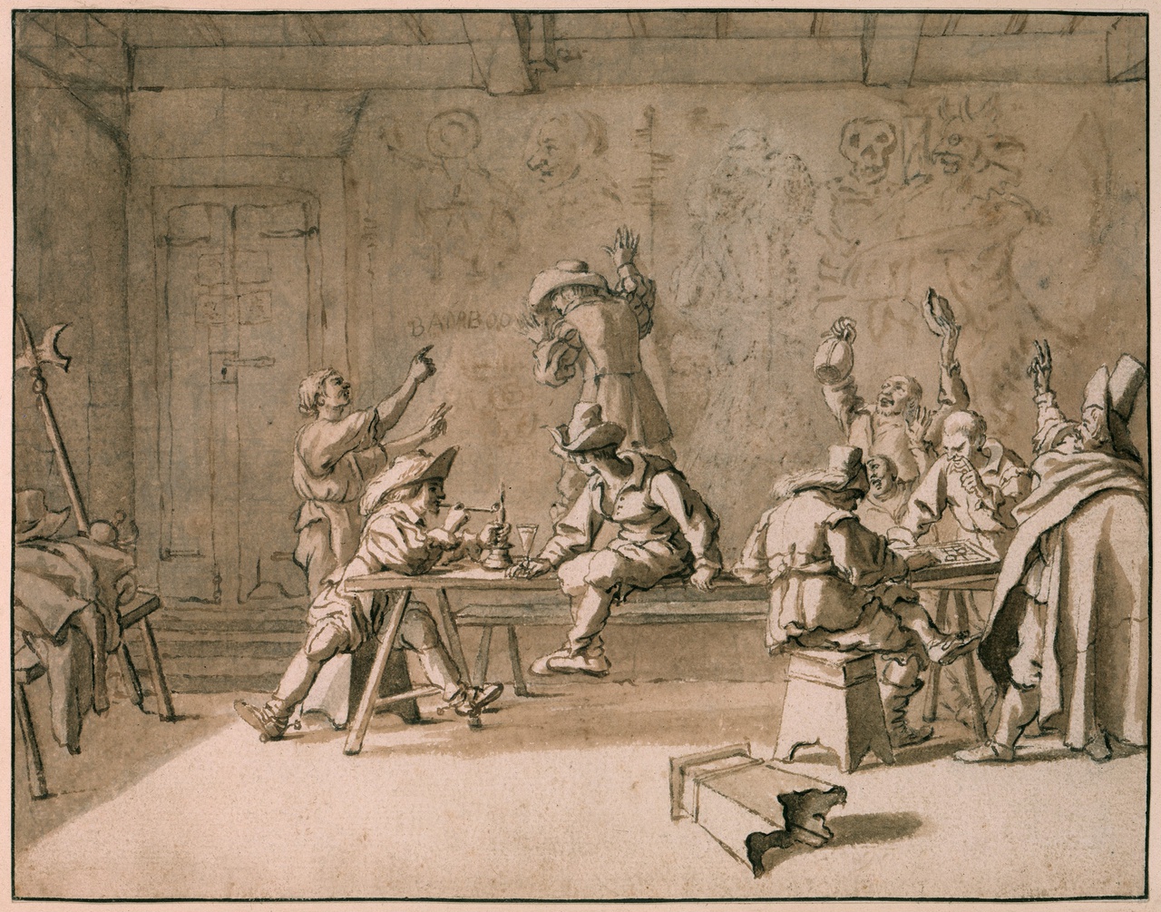 Pieter van Laer, De Bentvueghels in een Romeinse herberg