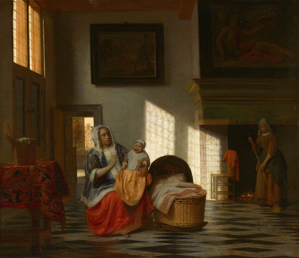 Pieter de Hoochm Binnenhuis met moeder en kind, 1665-1668, Amsterdam Museum.jpg