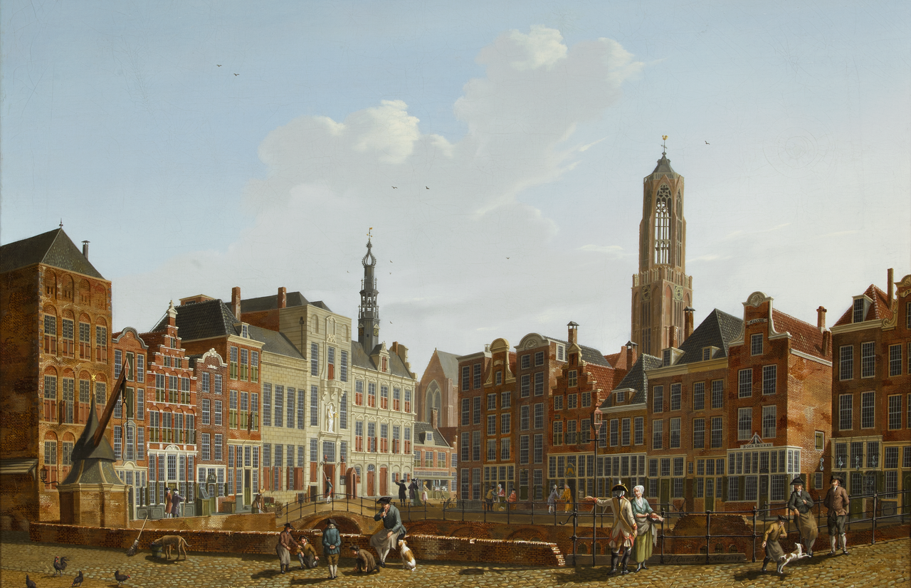 Isaac Ouwater, De Stadhuisbrug met omgeving te Utrecht.png